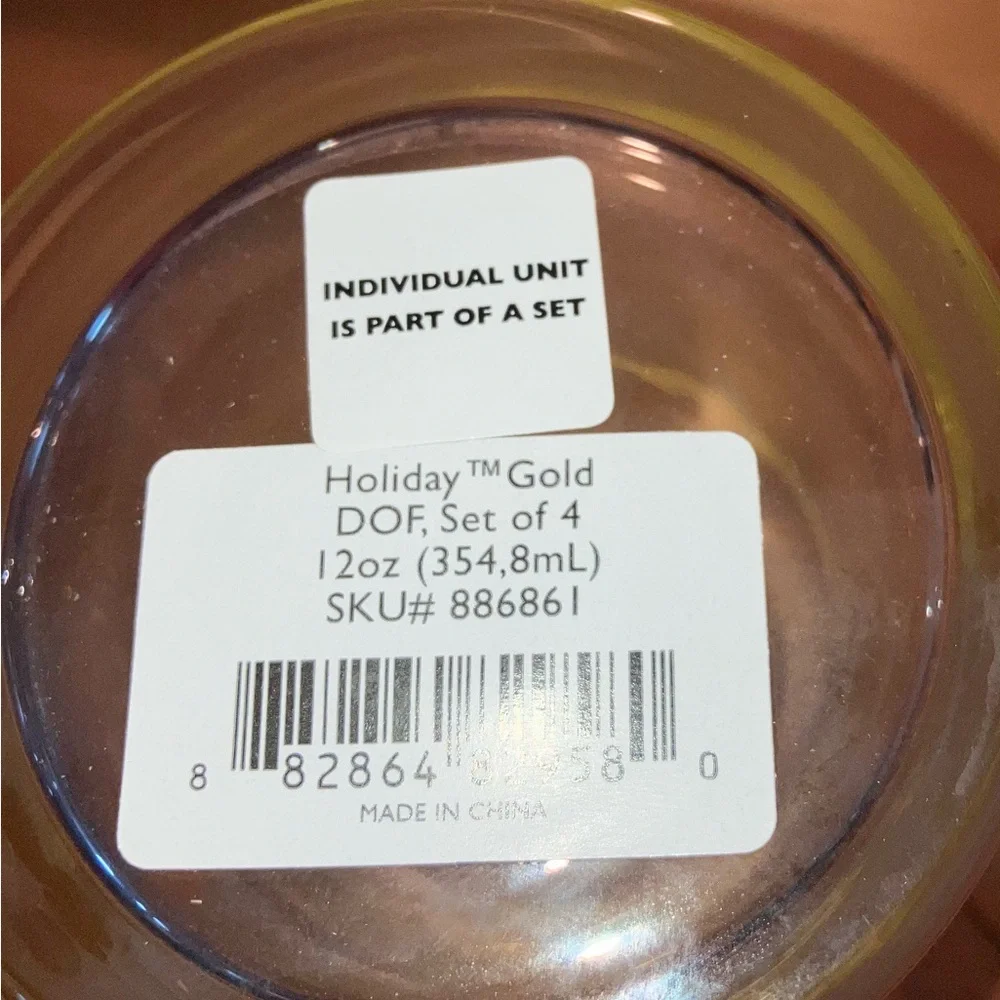 NWT and Box Never Used Lenox Holiday Gold Double Whisky Glasses Set of 4 12oz